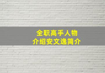 全职高手人物介绍安文逸简介