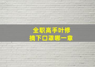 全职高手叶修摘下口罩哪一章