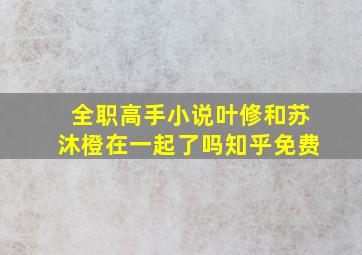 全职高手小说叶修和苏沐橙在一起了吗知乎免费