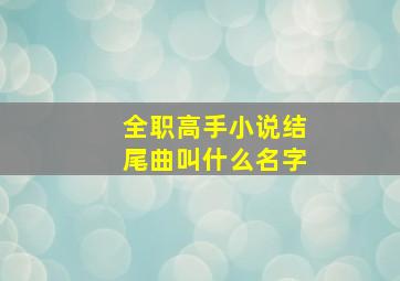 全职高手小说结尾曲叫什么名字