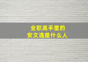 全职高手里的安文逸是什么人