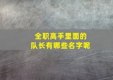 全职高手里面的队长有哪些名字呢