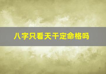 八字只看天干定命格吗