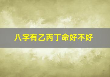 八字有乙丙丁命好不好