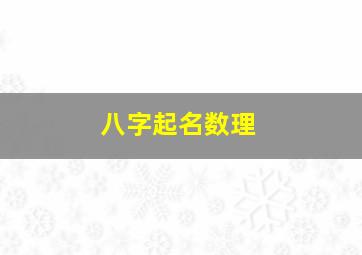 八字起名数理