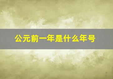 公元前一年是什么年号