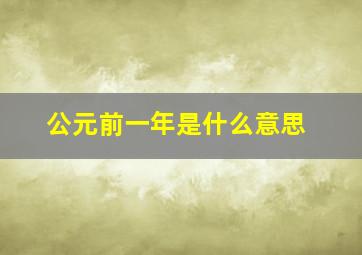 公元前一年是什么意思