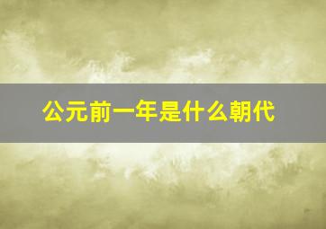 公元前一年是什么朝代