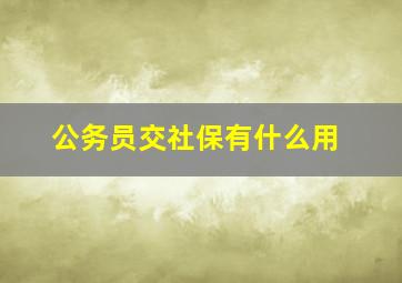 公务员交社保有什么用