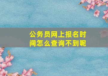 公务员网上报名时间怎么查询不到呢