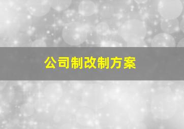 公司制改制方案