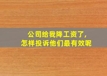 公司给我降工资了,怎样投诉他们最有效呢