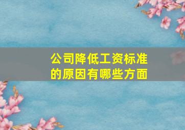 公司降低工资标准的原因有哪些方面