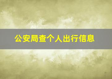 公安局查个人出行信息