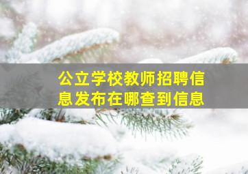 公立学校教师招聘信息发布在哪查到信息