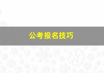 公考报名技巧