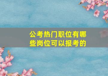 公考热门职位有哪些岗位可以报考的