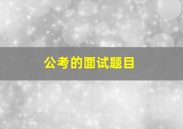 公考的面试题目