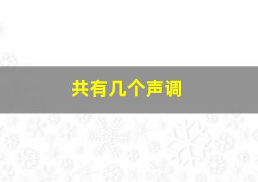 共有几个声调