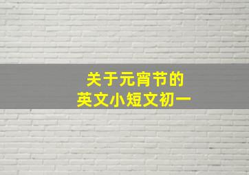 关于元宵节的英文小短文初一