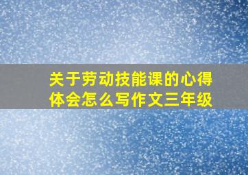 关于劳动技能课的心得体会怎么写作文三年级