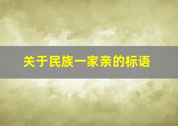 关于民族一家亲的标语