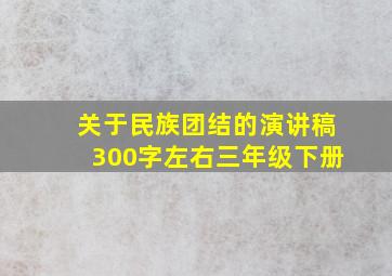 关于民族团结的演讲稿300字左右三年级下册