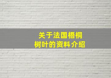 关于法国梧桐树叶的资料介绍