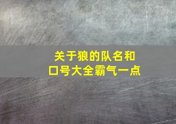 关于狼的队名和口号大全霸气一点