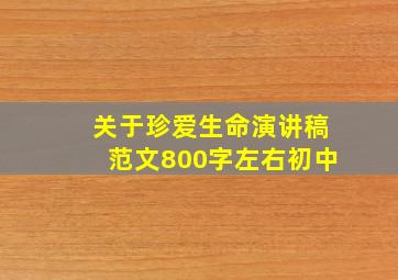 关于珍爱生命演讲稿范文800字左右初中