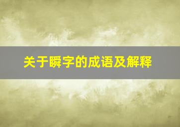 关于瞬字的成语及解释