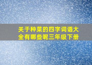 关于种菜的四字词语大全有哪些呢三年级下册