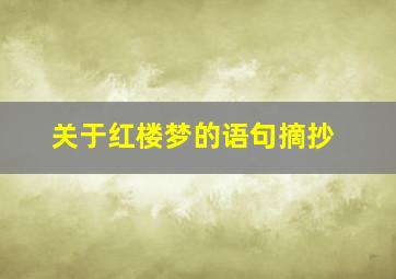 关于红楼梦的语句摘抄