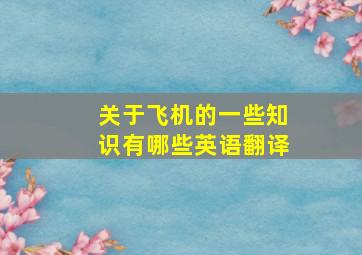 关于飞机的一些知识有哪些英语翻译