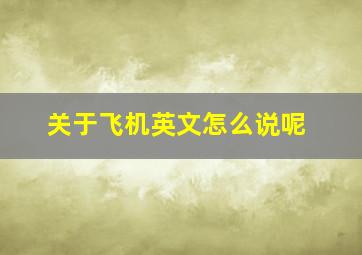 关于飞机英文怎么说呢