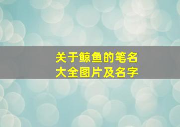 关于鲸鱼的笔名大全图片及名字