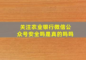 关注农业银行微信公众号安全吗是真的吗吗