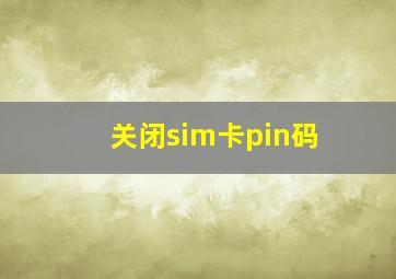 关闭sim卡pin码