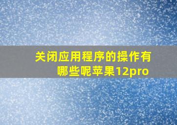 关闭应用程序的操作有哪些呢苹果12pro