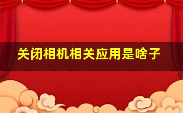 关闭相机相关应用是啥子