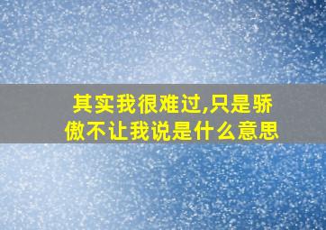 其实我很难过,只是骄傲不让我说是什么意思