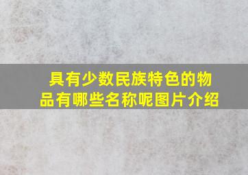 具有少数民族特色的物品有哪些名称呢图片介绍