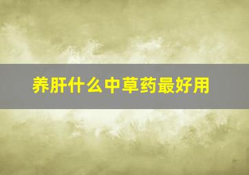 养肝什么中草药最好用