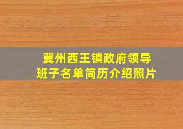 冀州西王镇政府领导班子名单简历介绍照片