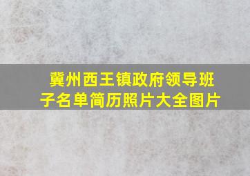 冀州西王镇政府领导班子名单简历照片大全图片