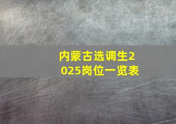 内蒙古选调生2025岗位一览表