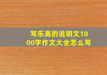 写乐高的说明文1000字作文大全怎么写