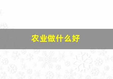 农业做什么好