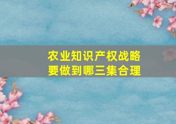 农业知识产权战略要做到哪三集合理