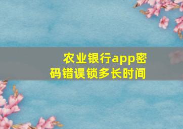 农业银行app密码错误锁多长时间